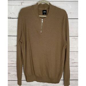 Burton Menswear London Men’s Beige Quarter Zip Mock Neck Sweater Size XL